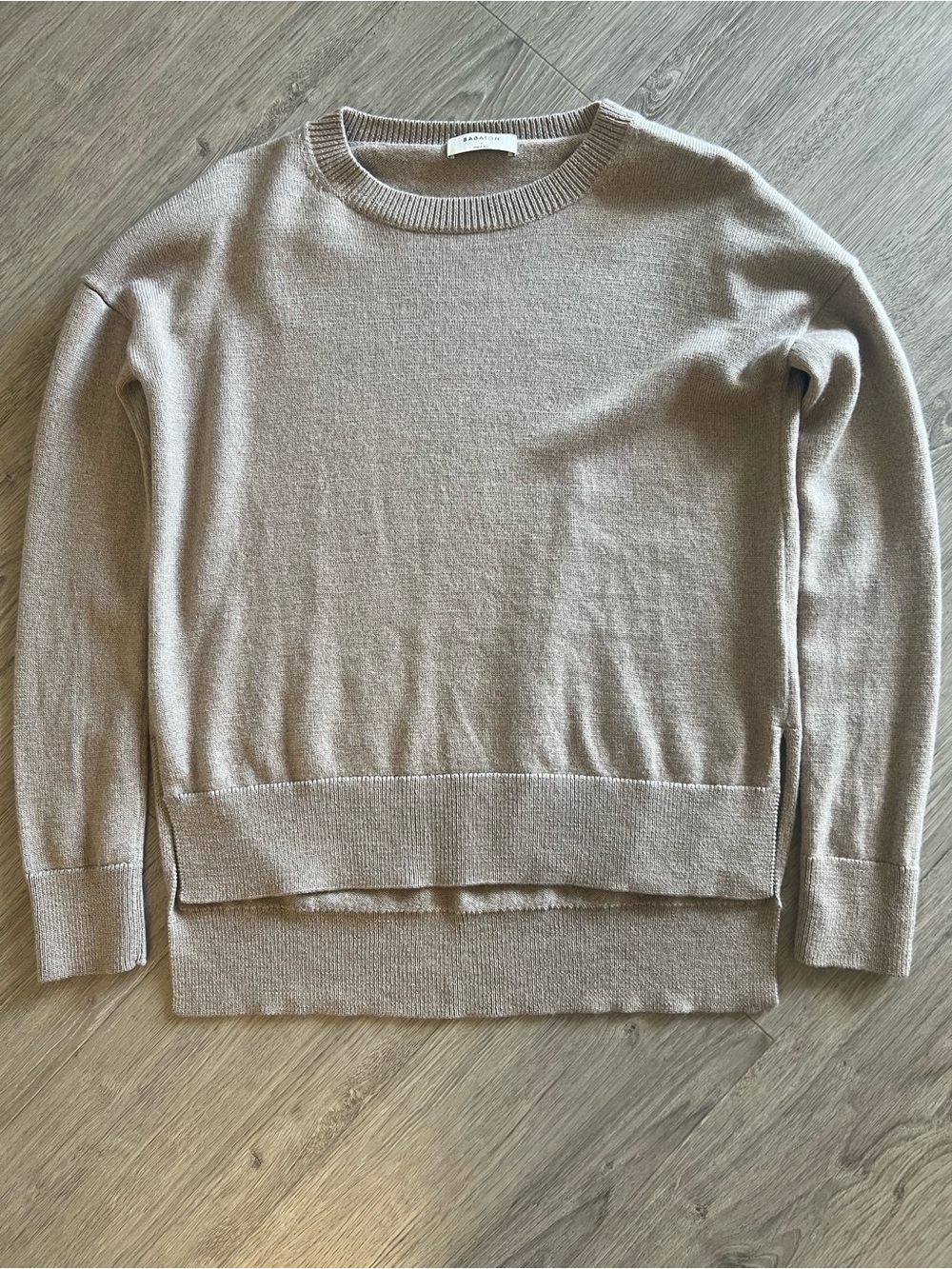 Aritzia Babaton Taupe Crewneck Sweater Women's Minimalist Knit Pullover